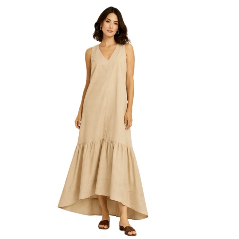 Banana Republic, 100%cotton High Low Tan Maxi Dress, Size M